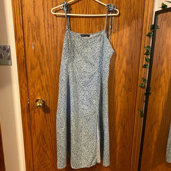 Tie Strap Slip Dress with Slit - Picture 1 of 3